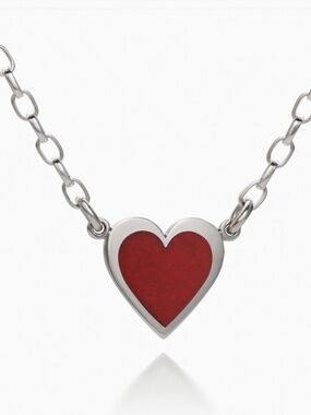 HEARTS OF LOVE STERLING SILVER HEART NECKLACE 18” RED